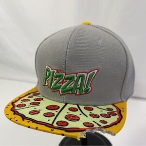 Bioworld Pizza Teenage Mutant Ninja Turtles Flat Brim Snapback Hat Cap Grey